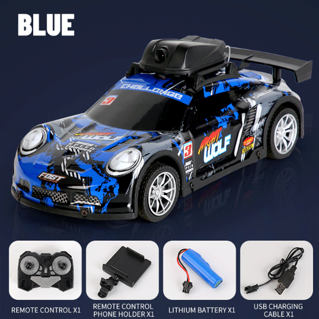Mini RC Drift Car with LED Lights & Phone App Control, Real-Time Photo & Video via Built-In Camera, 4-Channel Remote Control RC Racing Toy for Adults