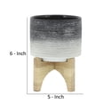 thumbnail image 5 of Planter with Wooden Stand and Fine Lines Design, Small, Gray, 5 of 5