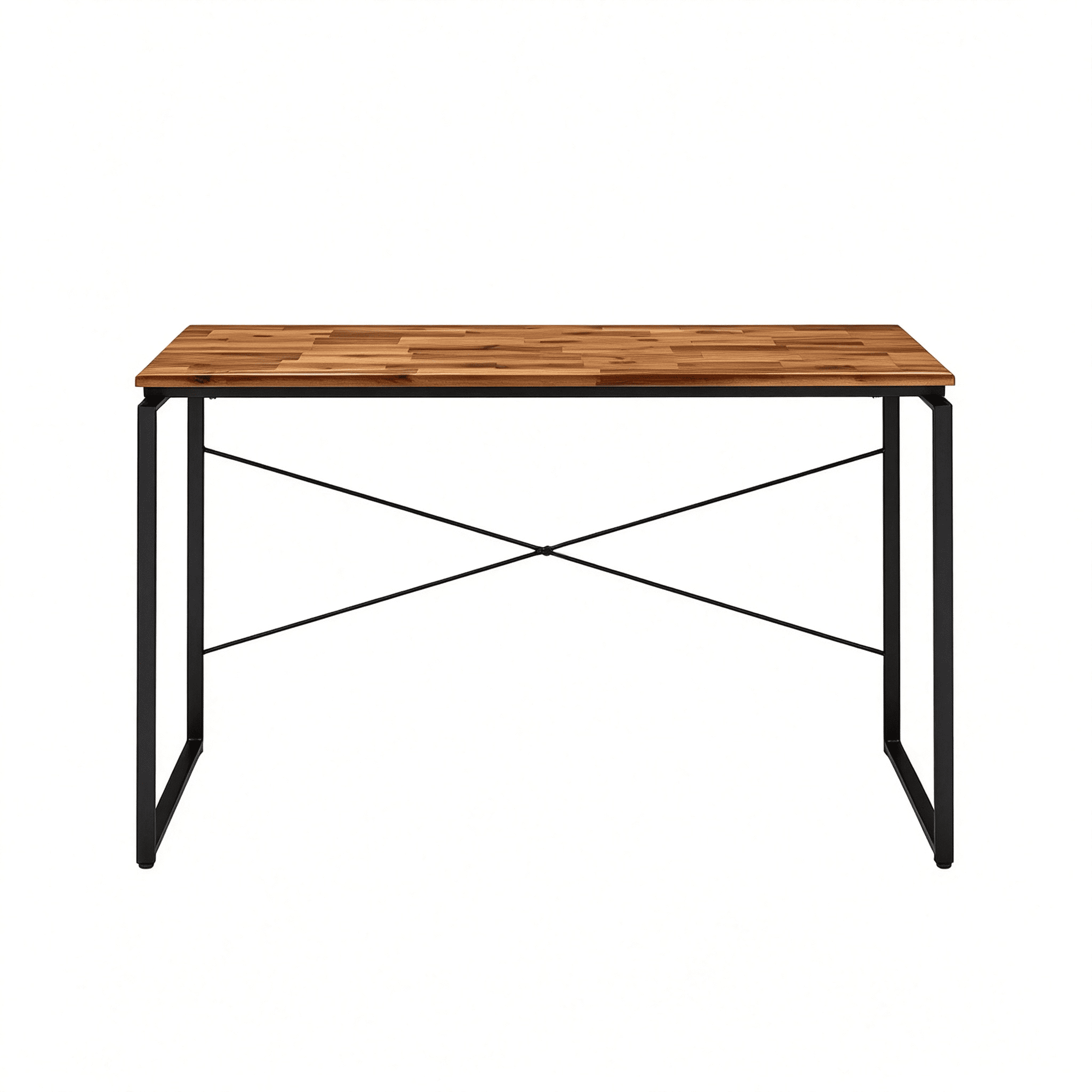 Astoutdoor Metal Frame Writing Desk, Oak and Black Finish, Home Office Laptop Table