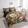 thumbnail image 3 of Manfei Safari Lion Bedding Comforter Set 7pcs,Jungle Wildlife Queen Bedding Sets,Multicolor Rustic Flower Queen Sheet Sets For Boys Kids,Luxury Bedroom Decor,Reversible, 3 of 8