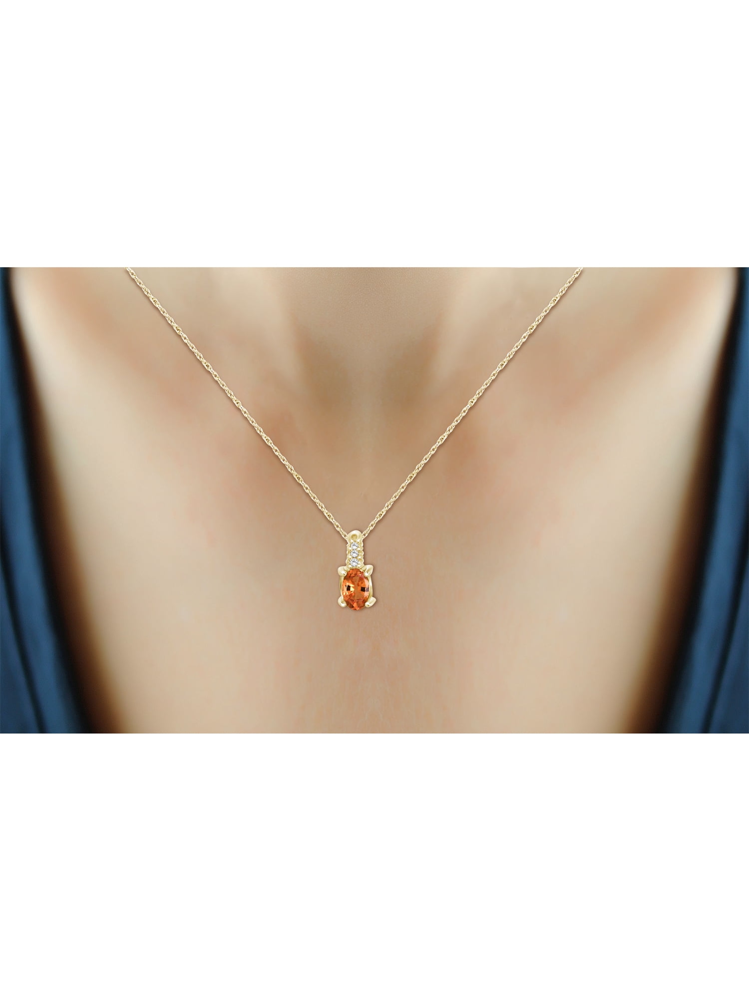JewelersClub Silver Necklaces for Women –Silver Necklace for Women .925 Sterling Silver – Madarine Garnet Necklace Centerpiece, White Diamond Accents – Hypoallergenic Pendant