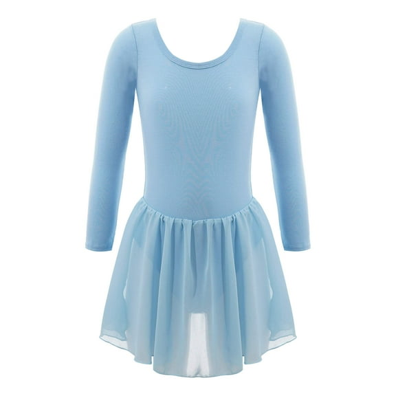 Aislor Kids Girls Basic Long Sleeve Gymnsatics Leotard Tutu Skirted Ballet Dance Dress