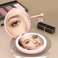 thumbnail image 2 of Espejo de maquillaje compacto con luz LED, espejo de aumento de viaje recargable, espejo de bolso de mano, aumento de 1X/2X, 2 of 5