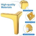 thumbnail image 3 of Juego de 4 patas para muebles doradas, carga de hasta 800 kg, patas de 10 cm con 20 tornillos y 4 protectores, patas de mesa de metal modernas en forma de triángulo, patas de mueble con pasador para a, 3 of 5