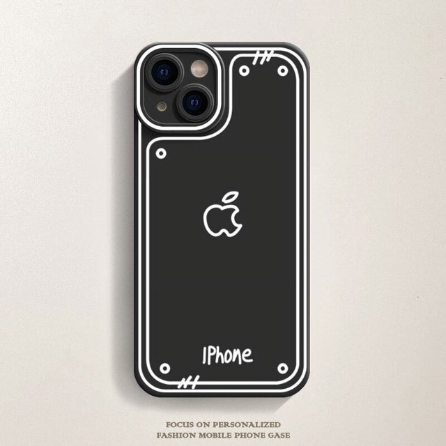 Funda de teléfono translúcida esmerilada para iPhone, carcasa protectora de silicona, línea bidimensional, cómic, iPhone 13 Pro Max, iPhone 14, 12, 11, XS, XR, X