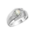 thumbnail image 3 of RYLOS Mens Rings 14K White Gold Ring 6X4MM Oval Shape Gemstone & Diamond Ring Opal October Birthstone Rings For Man Gold Rings Size 9, 3 of 7