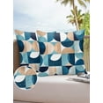 thumbnail image 6 of Pack of 2 Outdoor Pillow Covers, Retro Middle Ages Abstract Geometic Teal Blue Pattern Waterproof Square Throw Pillowcase Cushion Decorative Pillow Covers for Couch Patio Tent, 18x18 in, 6 of 6