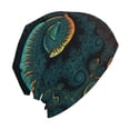 thumbnail image 3 of Beanie Hats for Men and Women, Green Mysterious Spiral Fractal Patterns Adult Unisex Knit Hat Winter Warm Skull Cap, 3 of 7
