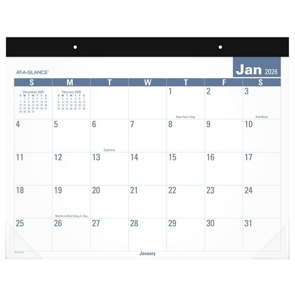 AT-A-GLANCE 2026 Easy to Read Desk Pad Calendar Standard 21 34 x 17 - Desk Pad