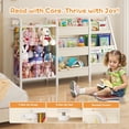 thumbnail image 2 of B2 Kids Bookshelf and Toy Storage, 3 Tier Book Shelf for Kids Rooms, Sling Toddler Bookshelf with Stuffed Animal Storage, Montessori  Bookcase for Nursery, Bedroom, Playroom, White, 2 of 7