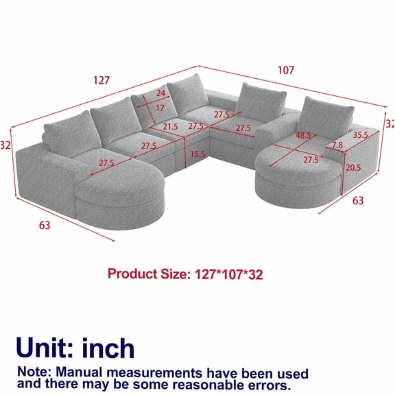 JERFIT Beige Chenille L-Shaped Sectional Sofa with Chaise, 6-Piece Modular Cloud Couch for Living Room, No Assembly Required
