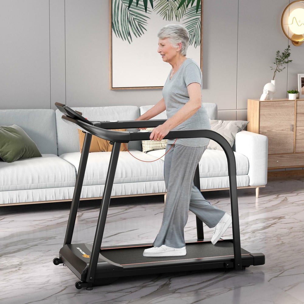 Resenkos 2.5 HP Walking Treadmill with Extended Handrails for Senior Users - Black