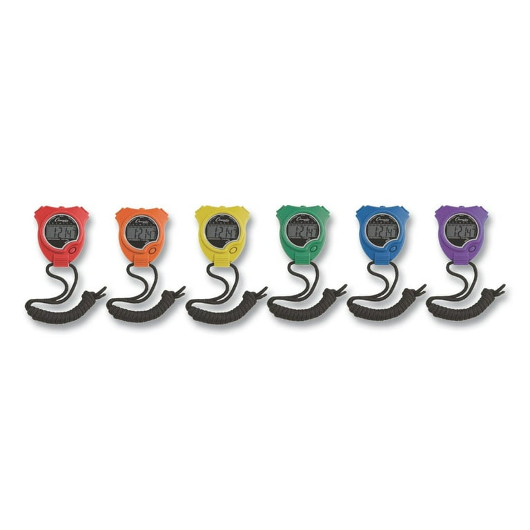 Water-Resistant Stopwatches, Accurate to 1/100 Second, Assorted Colors, 6/Box Water-Resistant Stopwatches, Accurate to 1/100 Second, Assorted Colors, 6/Box