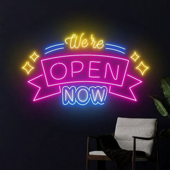 Handmadetneonsign We're Open Now Led Sign, We Are Open Neon Sign, Open Led Light, Custom Text Neon