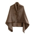 thumbnail image 6 of Umfun Women's Ribbed Knit Cape Wrap Snap Button Shawl Outerwear Short Winter Cover Up for Casual Daily Wear, 6 of 8