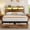 Brown, variant on Lifezone Queen Bed Frame with 2-Tier Storage Headboard, Metal Bed Frame with Storage Drawers & Built-in Charging Station & LED, Noise-Free, No Box Spring Needed, Easy Assembly, Retro Brown