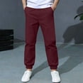 thumbnail image 3 of YgkuHd Boys Solid Jogger Sweatpants Pants Elastic Waist Side Pockets Loose Fit for Everyday Casual Wear Wine 12-13 Years, 3 of 8