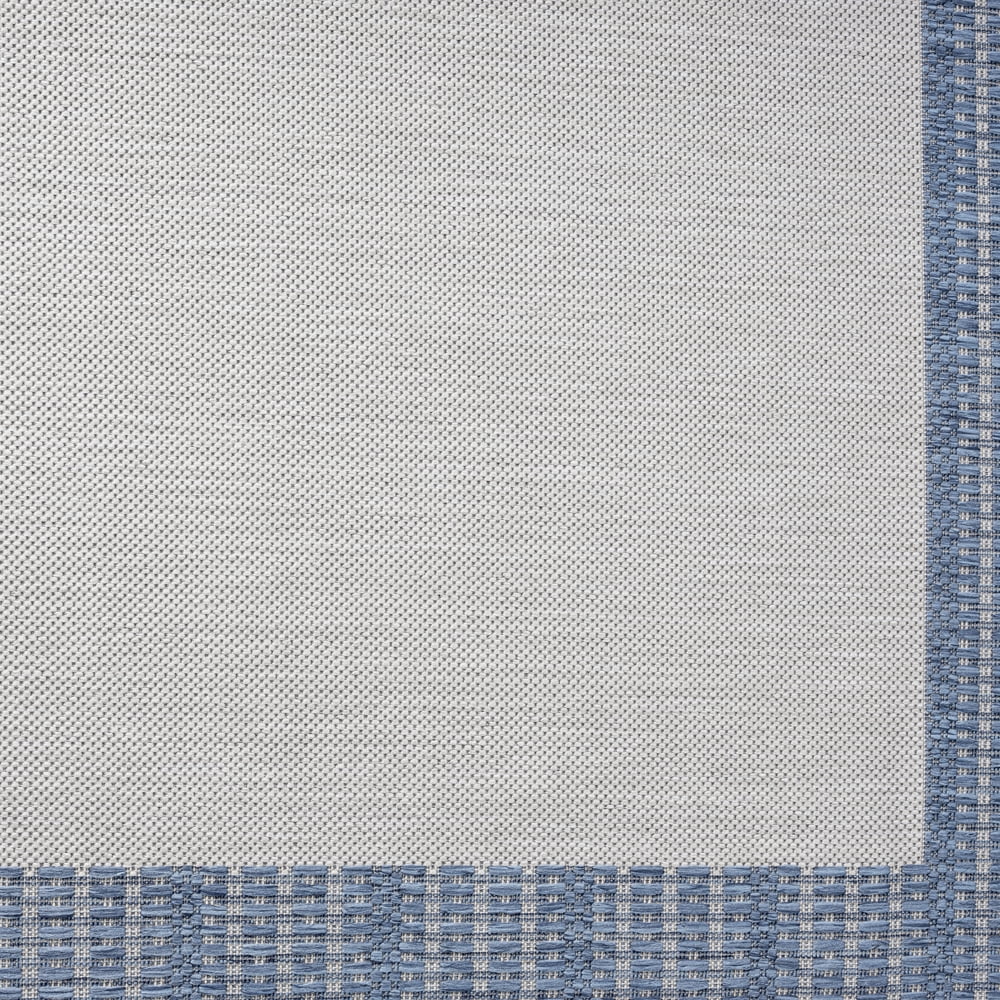 Nicole Miller New York Patio Country Landry Traditional Border Indoor/Outdoor Area Rug, Grey/Blue, 5'2"x7'2"