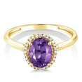 thumbnail image 2 of Gem Stone King 10K Yellow Gold Purple Amethyst and Diamond Women Engagement Ring (1.00 Cttw, Oval 8X6MM, Gemstone Birthstone, Available in Size 5, 6, 7, 8, 9), 2 of 6