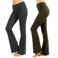 thumbnail image 1 of SNNROO Womens & Plus Stretch Cotton Fold-Over High Waist Bootcut Workout Flared Yoga Pants, 1 of 4