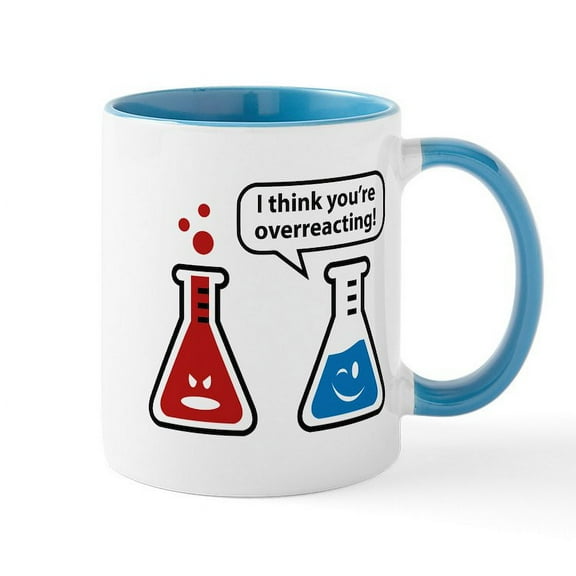 CafePress - I Think You're Overreacting! Large Mug - 11 oz Ceramic Mug - Novelty Coffee Tea Cup