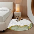 thumbnail image 3 of Green Gold Marble Round Area Rug 4ft, Modern Abstract Marble Crack Texture Washable Non-Slip Circle Rugs for Bedroom Living Room Kitchen, Soft Non Shedding Circle Carpet for Dining Room Dorm, 3 of 9