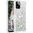 thumbnail image 6 of Quicksand Case for Motorola Moto G Power 5G (2023) for Women Girls, Glitter Sparkle Flowing Clear Soft TPU Liquid Cover with Bling Diamond Kickstand for Moto G Power 5G (2023) -Silver, 6 of 14