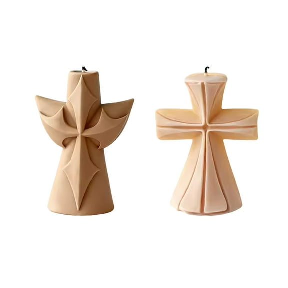 2PCS Christian Cross Candle Mold Cross Cylinder Silicone Candle Mold Making Aromatherapy Candle Gypsum Ornament Handmade Soap Home Decoration Christian Decoration Easter Commemorative Candle Mold