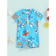 thumbnail image 3 of Sedceaty Toddler Boys Rash Guard One-Piece Swimsuit Rompers,0 -12 Months 1T 2T 3T Zipper Short Sleeve Shark Print Kids Bathing Suit Baby Swimwear, 3 of 10