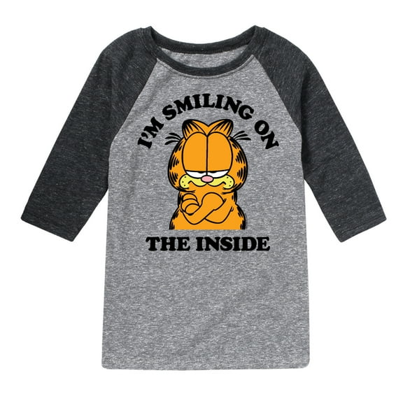 Garfield - Smiling On The Inside - Toddler And Youth Raglan Graphic T-Shirt