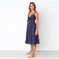 thumbnail image 2 of New Women's Tie Front V Neck Spaghetti Strap Button Down A Line Backless Swing Midi Dress, 2 of 2