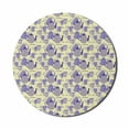 thumbnail image 1 of Tea Party Mouse Pad for Computers, Striped Teapots Cups Silhouettes Classical Calligraphy Pattern, Round Non-Slip Thick Rubber Modern Gaming Mousepad, 8" Round, Pale Yellow Lavender, by Ambesonne, 1 of 2