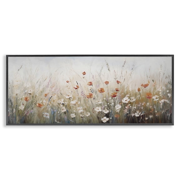 Stupell Industries Shabby Chic Neutral Poppy Blooms Black Framed Giclee Art, 30 x 13, by Ramona Murdock