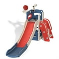 thumbnail image 5 of CIPACHO Kids Slide and Climber Playset for Age 2-8, 5 In 1 Freestanding Toddler Playground with Basketball Hoop, Telescope, Ball and Storage Space, Red, 5 of 7