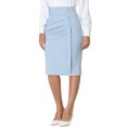 thumbnail image 4 of INSPIRE CHIC Women's Wear to Work Pencil Skirt Elastic High Waist Ruched Bodycon Midi Skirts L Light Blue, 4 of 6