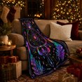 thumbnail image 3 of Zodiac Wheel with Crystals and Moons, Mystical Astrology Style for Zodiac Lovers, Rainbow Star Chart and Birthday Gift, Soft Flannel Blanket for Bedroom and Meditation Room, Celestial Home Decor, 3 of 9