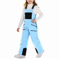 thumbnail image 2 of WAVSUF Girls Boys Snow Ski Overalls Insulated Puffer Down Multi Pockets Ripstop Snowboarding Winter Pants Blue 7-8, 2 of 10