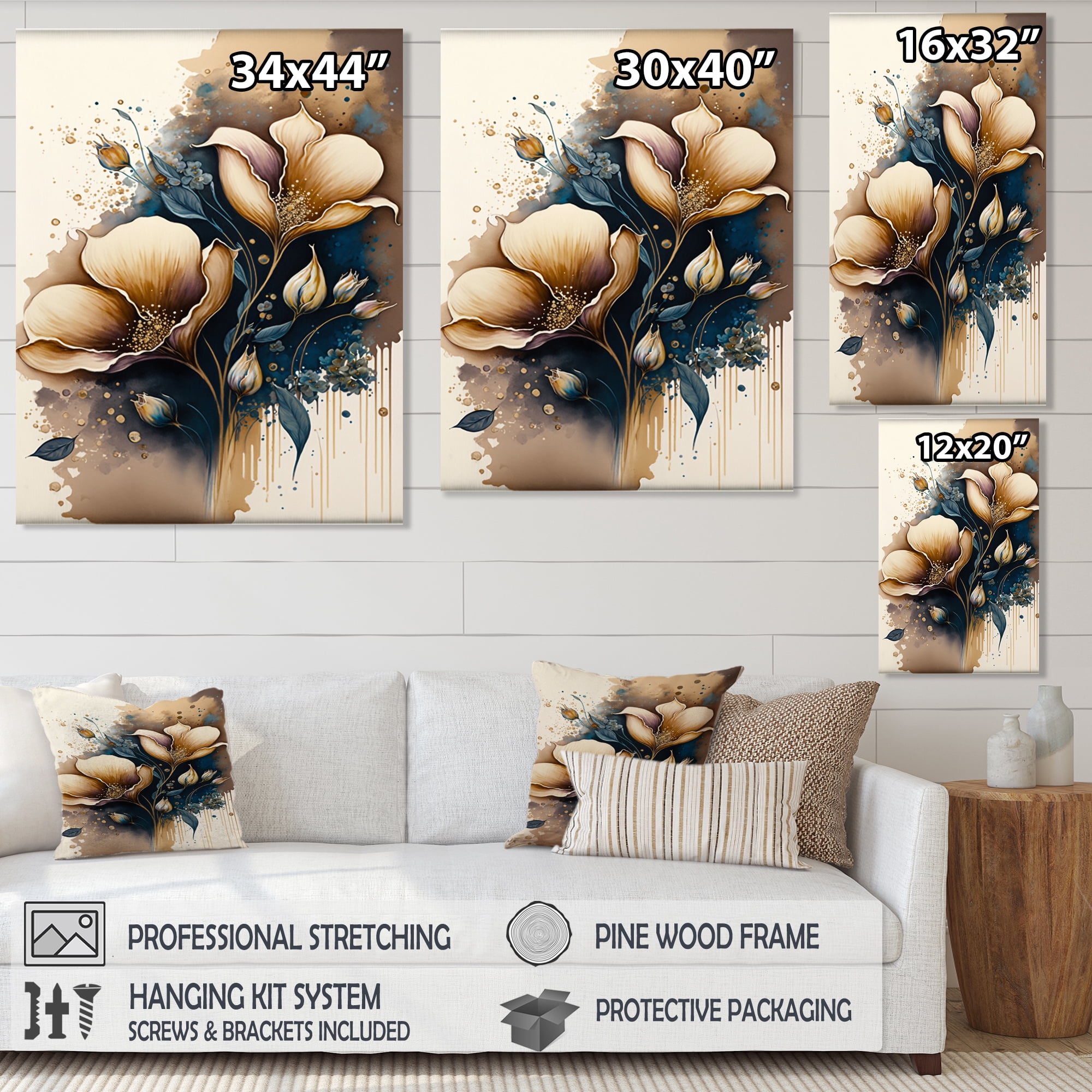 Designart Deep Blue Calla Lily Bouquet VII Canvas Wall Art