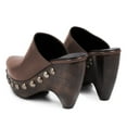 thumbnail image 2 of YDN Women Closed Toe Studded Clog Mules Slip on Platform Chunky High Heels Daily Dress Casual Slide Pumps Size 10.5 Brown, 2 of 4