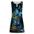 thumbnail image 5 of Wycnly Formal Dresses for Women Beach Sexy Hollow out Swing Tunic Tank Short Dresses Sleeveless Crewneck Butterfly Print 2024 Summer Mini Dress Navy XL, 5 of 5