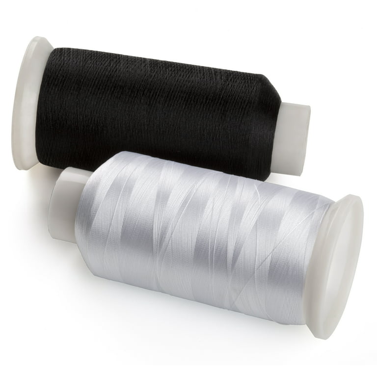 Simthreads 2 Bobbin Thread for Sewing and Embroidery Machine 1 Black and 1 White 5500 Yards Each - 60wt Polyester Bobbin Fill