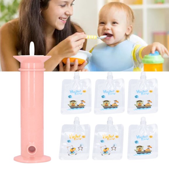 Fabricante de Bolsas de Comida para Bebés, 6 piezas con Bolsas de 100 ml, 150 ml, 200 ml, sen Productos Quimicos Nocivos, Fácil de Limpiar, para exprimir frutas para NinaS