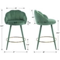 thumbnail image 2 of Guyou 25.5" Bar Stool Set of 2, Modern Velvet Upholstered Counter Height Barstools with Petal Back and Gold Metal Ring Footrest for Kitchen Island Home Bar Restaurant, Green, 2 of 13