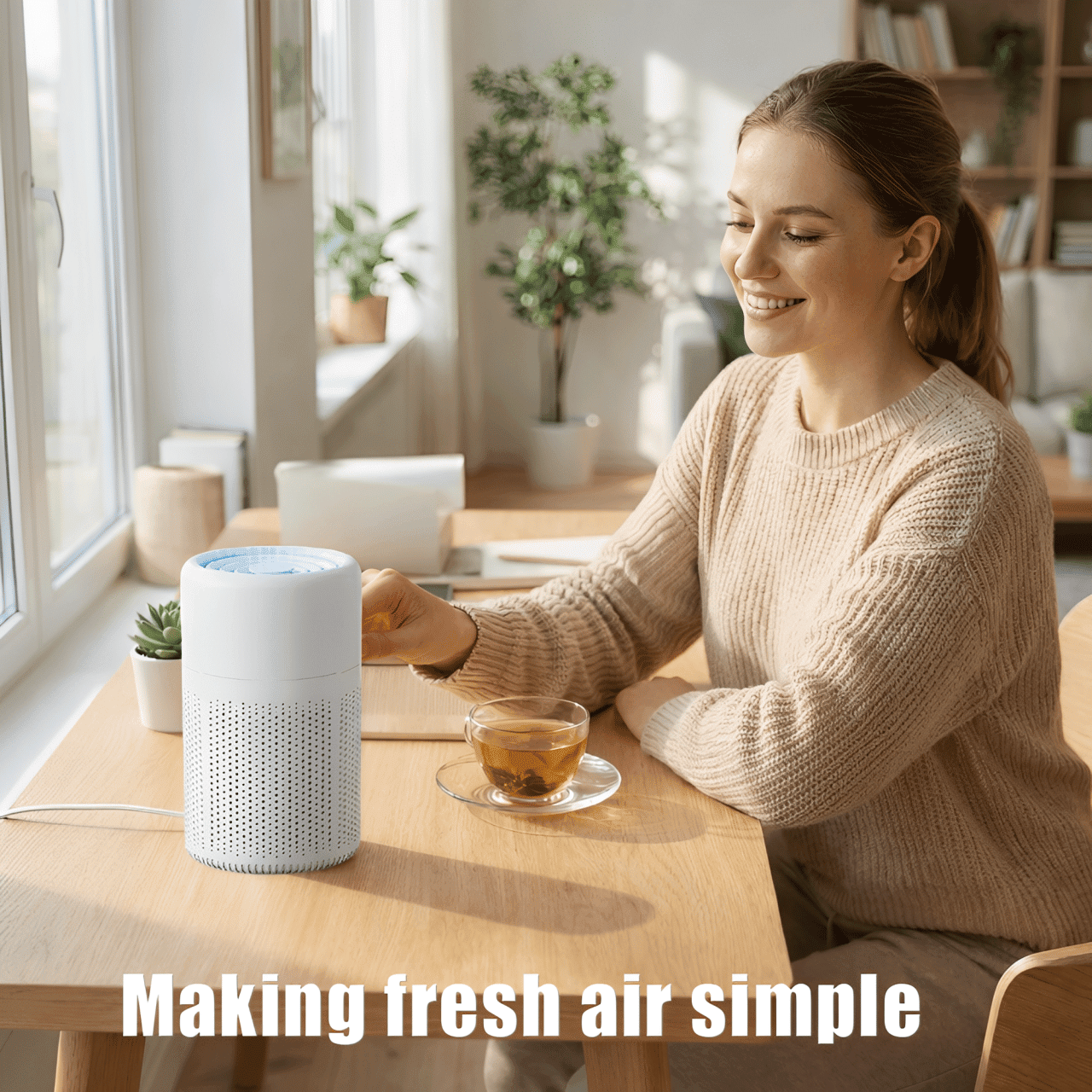 COM1950s Desktop Air Purifier USB, Small Room Air Purifier for Smoke and PM2.5, Portable Desktop Air Cleaner for Home, Office and Indoor Use