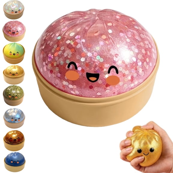 Glitter Dumpling Squeeze Toys,Giant Dumpling Squeeze,Stress Relief Sensory Dumpling for Adults,Anxiety Relief Gifts for Adults,E-1PC