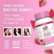 MaryRuths Vegan Collagen Boosting Gummies for Hair, Skin & Nail Health, Sugar Free, Watermelon Flavor, 90 Count