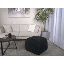 Youmumeub Microfiber Square Ottoman, Dark Charcoal, Chenille Soft Touch, Floor Cushion for Living Room, Playroom