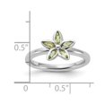 thumbnail image 2 of 925 Sterling Silver Bezel Polished Stackable Peridot Flower Ring Size 6 Stackable Ring for Women, 2 of 2