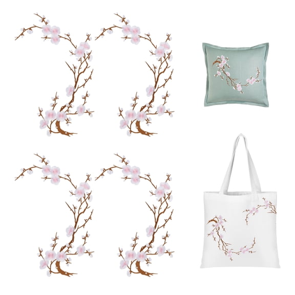 4PCS Cherry Blossom Iron Patch Embroidered for Jeans Jackets Bags Hats