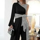 thumbnail image 5 of Women"s Jumpsuit Lace Up Print One Shoulder Elegant Party Cocktail Party Regular Fit Long Sleeve Kb, 5 of 5